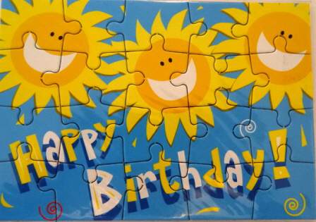 Karte Puzzle lachende Sonnen Happy Birthday!