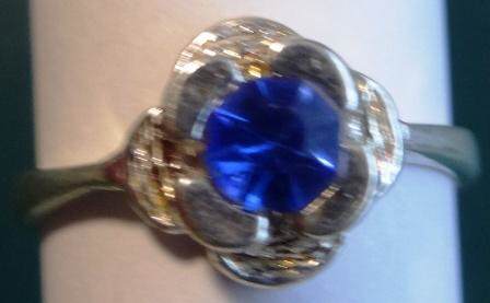 Ring Silber 925 Blume mit blauem Stein Nr. 50
